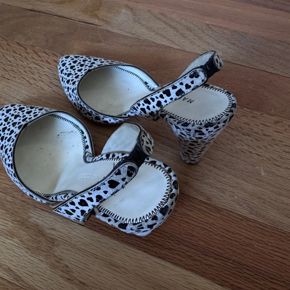 Marc Jacobs Black ‎ Heart Print Slingback Heels Pump Size 36